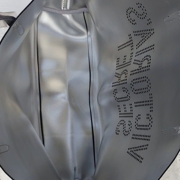 Victoria's Secret Black and Silver Synthetic Leather Tote - Picture 9 of 12